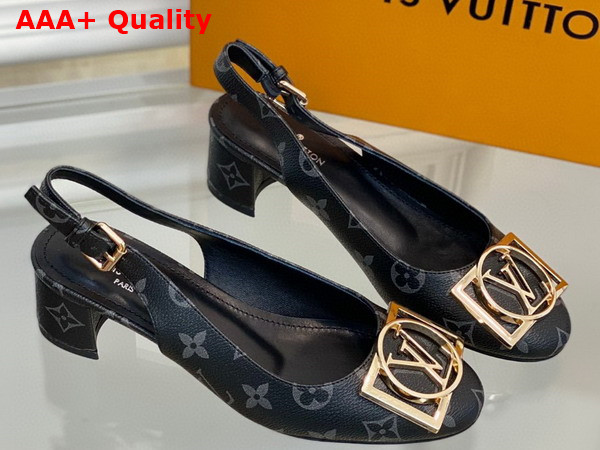 Louis Vuitton Madeleine Slingback Pump in Monogram Eclipse Canvas Replica