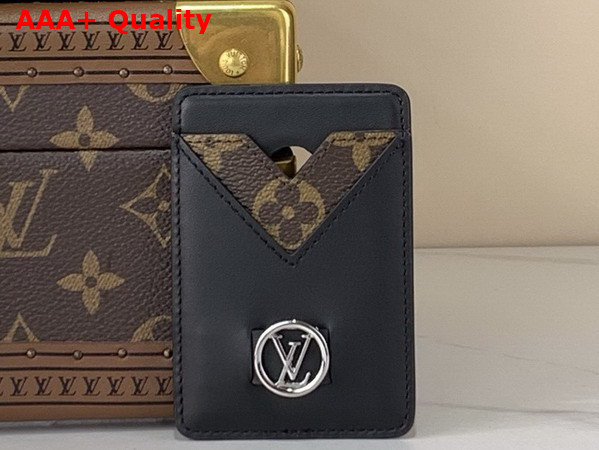 Louis Vuitton Magnetic Card Holder in Black Calfskin Leather M25864 Replica