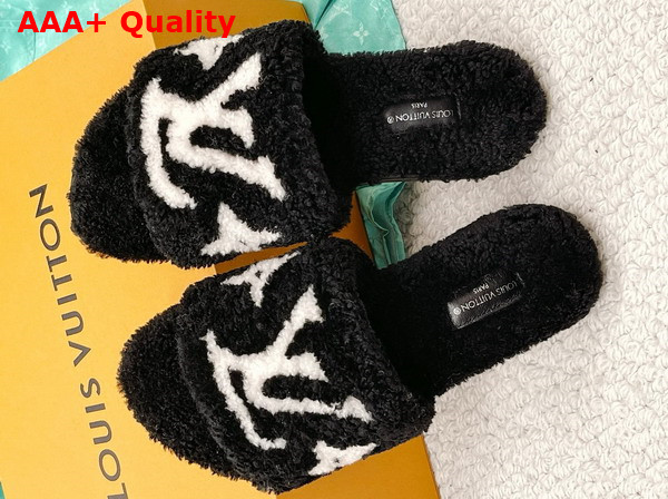 Louis Vuitton Magnetic Flat Mule in Black Shearling Replica