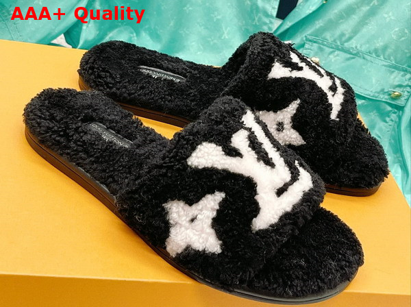 Louis Vuitton Magnetic Flat Mule in Black Shearling Replica
