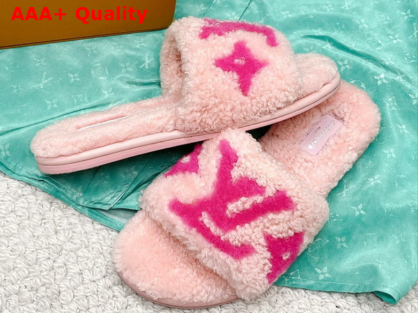 Louis Vuitton Magnetic Flat Mule in Rose Clair Pink Shearling 1AA1U5 Replica