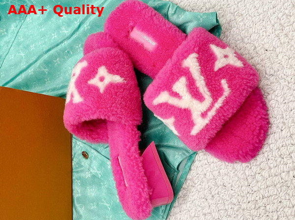 Louis Vuitton Magnetic Mule in Fuchsia Pink Shearling 1AA1QT Replica