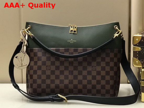 Louis Vuitton Maida Handbag Damier Ebene Canvas with Khaki Green Calfskin Leather N40366 Replica