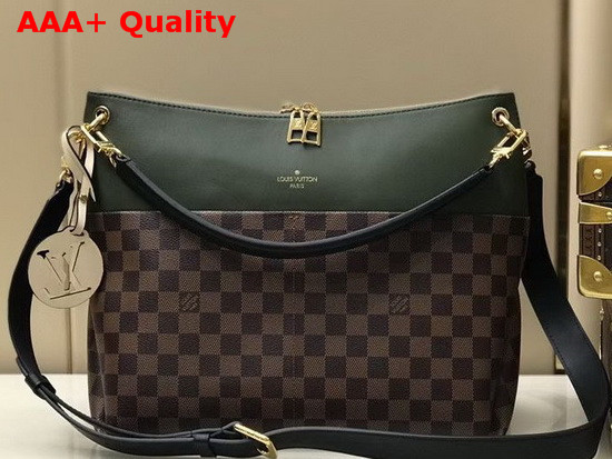 Louis Vuitton Maida Handbag Damier Ebene Canvas with Khaki Green Calfskin Leather N40366 Replica