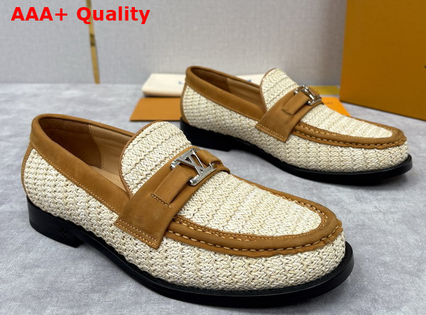 Louis Vuitton Major Loafer in Beige Raffia Replica