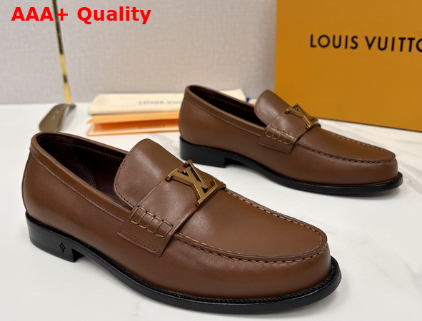 Louis Vuitton Major Loafer in Chestnut Brown Aged Calf Leather 1AK9K3 Replica
