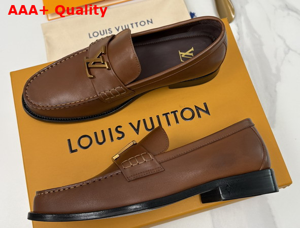 Louis Vuitton Major Loafer in Chestnut Brown Aged Calf Leather 1AK9K3 Replica