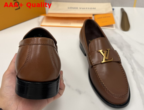 Louis Vuitton Major Loafer in Chestnut Brown Aged Calf Leather 1AK9K3 Replica