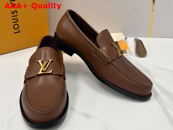 Louis Vuitton Major Loafer in Chestnut Brown Aged Calf Leather 1AK9K3 Replica