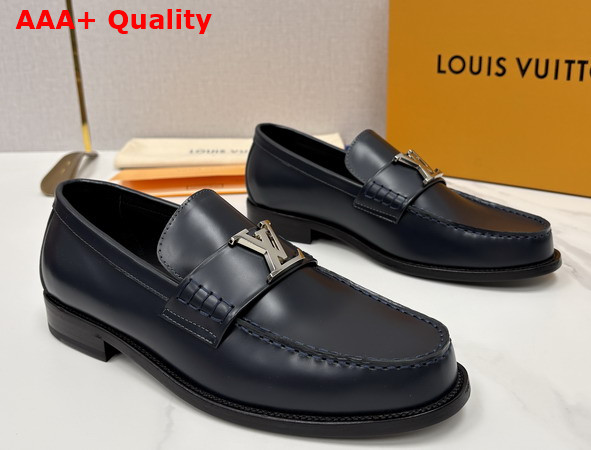 Louis Vuitton Major Loafer in Navy Blue Glazed Calf Leather Replica
