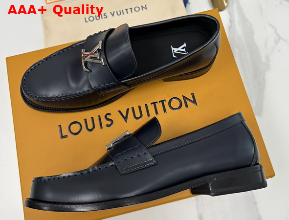 Louis Vuitton Major Loafer in Navy Blue Glazed Calf Leather Replica