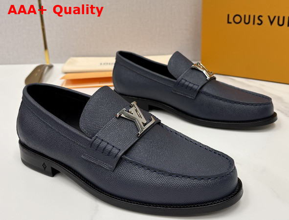 Louis Vuitton Major Loafer in Navy Blue Taiga Leather 1AIYXI Replica