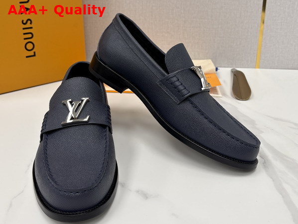 Louis Vuitton Major Loafer in Navy Blue Taiga Leather 1AIYXI Replica