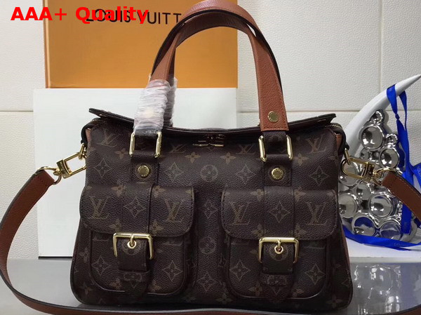 Louis Vuitton Manhattan Monogram Coated Canvas Caramel Cowhide Leather Trim M43481 Replica