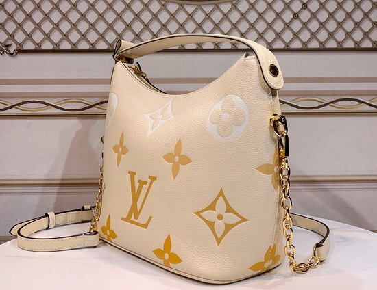 Louis Vuitton Marshmallow Hobo Bag Cream Saffron Monogram Empreinte Leather with an Oversized and Gradient Monogram Pattern M45698 Replica