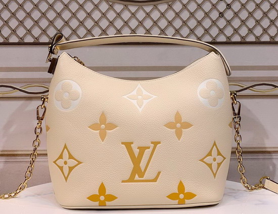 Louis Vuitton Marshmallow Hobo Bag Cream Saffron Monogram Empreinte Leather with an Oversized and Gradient Monogram Pattern M45698 Replica