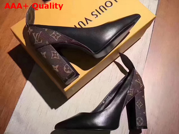 Louis Vuitton Matchmake Pump Black Calf Leather and Monogram Canvas 1A2ZCQ Replica