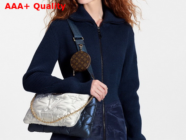 Louis Vuitton Maxi Multi Pochette Accessoires Navy Blue and Silver Recycled Nylon M21057 Replica