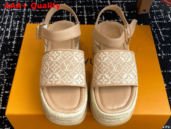 Louis Vuitton Maya Platform Espadrille in Beige Monogram Jacquard 1AHNI4 Replica