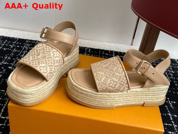 Louis Vuitton Maya Platform Espadrille in Beige Monogram Jacquard 1AHNI4 Replica