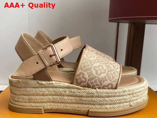 Louis Vuitton Maya Platform Espadrille in Beige Monogram Jacquard 1AHNI4 Replica