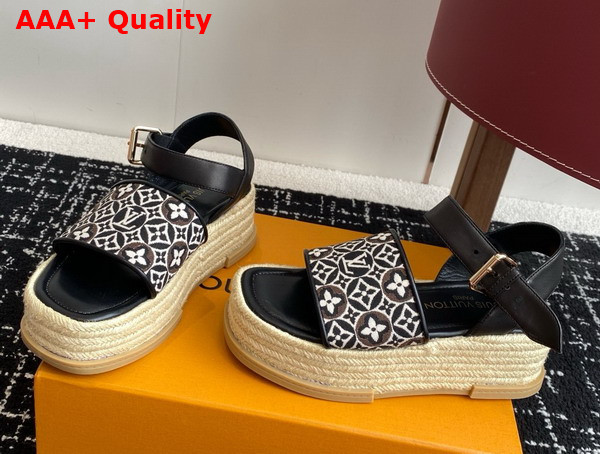 Louis Vuitton Maya Platform Espadrille in Black Monogram Jacquard Replica