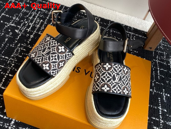 Louis Vuitton Maya Platform Espadrille in Black Monogram Jacquard Replica