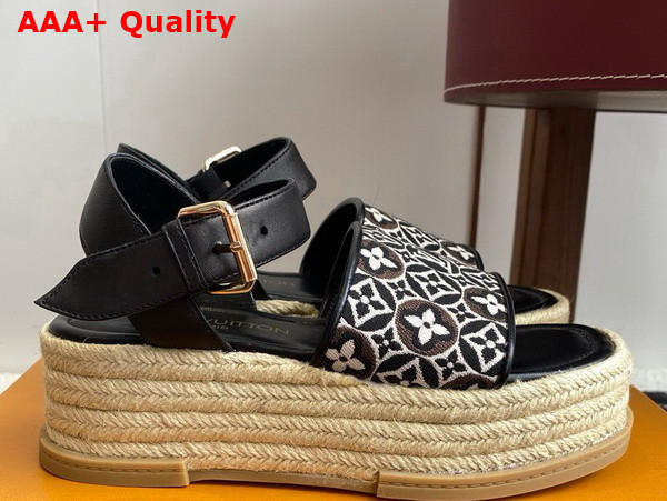 Louis Vuitton Maya Platform Espadrille in Black Monogram Jacquard Replica