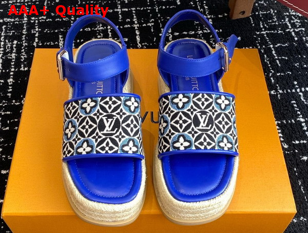 Louis Vuitton Maya Platform Espadrille in Navy Blue Monogram Jacquard 1AHNHO Replica