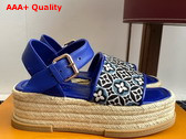 Louis Vuitton Maya Platform Espadrille in Navy Blue Monogram Jacquard 1AHNHO Replica