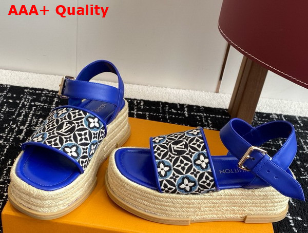 Louis Vuitton Maya Platform Espadrille in Navy Blue Monogram Jacquard 1AHNHO Replica