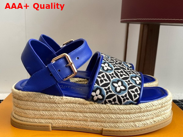 Louis Vuitton Maya Platform Espadrille in Navy Blue Monogram Jacquard 1AHNHO Replica