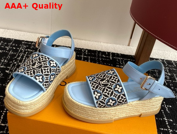 Louis Vuitton Maya Platform Espadrille in Sky Blue Monogram Jacquard Replica