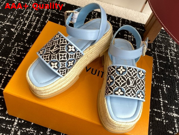 Louis Vuitton Maya Platform Espadrille in Sky Blue Monogram Jacquard Replica