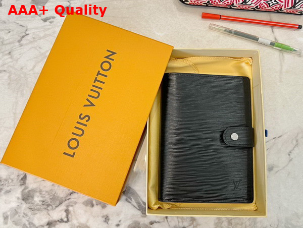 Louis Vuitton Medium Ring Agenda Cover Black Epi Leather Replica