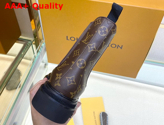 Louis Vuitton Men Chelsea Boot Brown Glazed Calf Leather and Monogram Canvas Replica