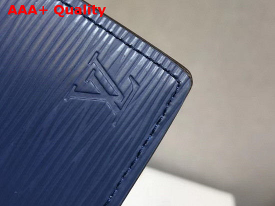 Louis Vuitton Men Pocket Organiser Blue Epi Cowhide Leather and Monogram Coated Canvas Replica