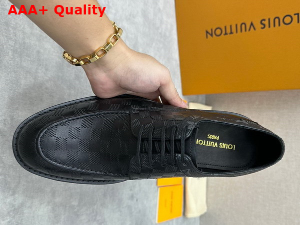 Louis Vuitton Mens Derby in Black Damier Embossed Calf Leather Replica