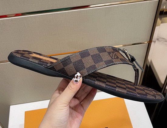 Louis Vuitton Mens Flat Thong Damier Ebene Canvas Replica