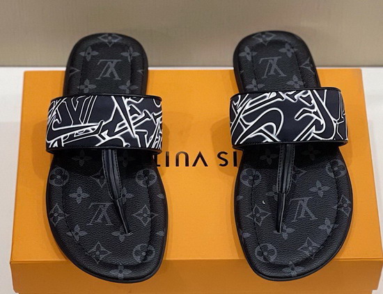 Louis Vuitton Mens Flat Thong Monogram Eclipse Canvas Replica