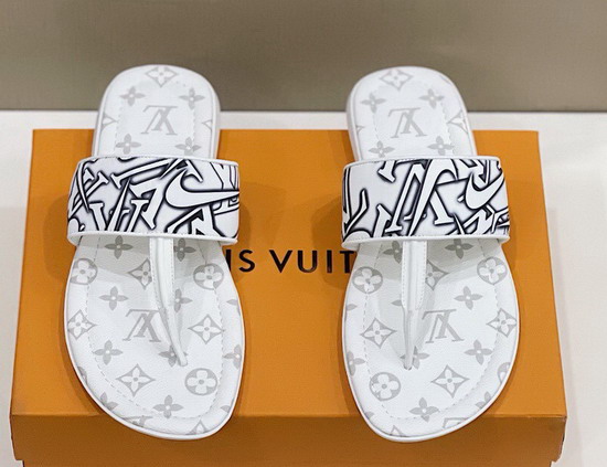 Louis Vuitton Mens Flat Thong White Monogram Replica
