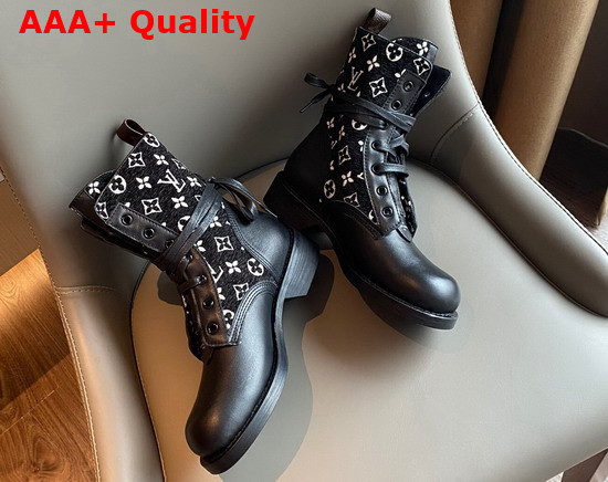 Louis Vuitton Metropolis Flat Ranger Black and White Monogram Velvet with Black Calf Leather 1A95Z6 Replica