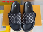 Louis Vuitton Miami Mule in Black Mini Monogram Textile 1ABFTT Replica