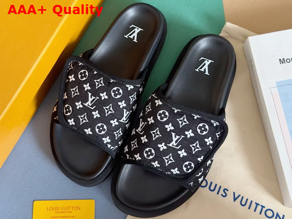 Louis Vuitton Miami Mule in Black Mini Monogram Textile 1ABFTT Replica