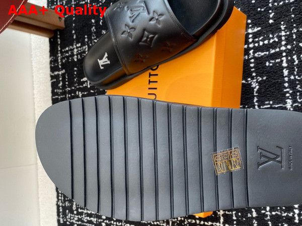 Louis Vuitton Miami Mule in Black Monogram Embossed Synthetic Leather 1ADGF8 Replica
