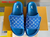 Louis Vuitton Miami Mule in Blue Mini Monogram Textile 1ABFUN Replica