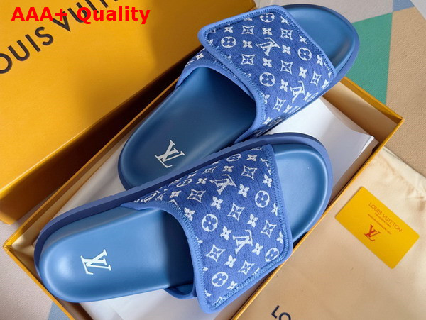 Louis Vuitton Miami Mule in Blue Mini Monogram Textile 1ABFUN Replica