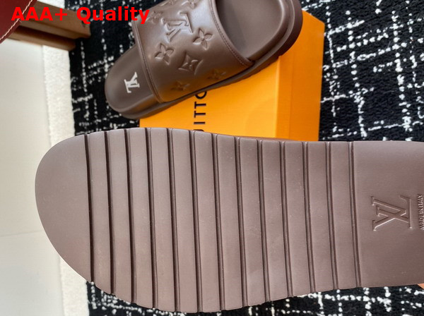 Louis Vuitton Miami Mule in Moka Brown Monogram Embossed Synthetic Leather Replica