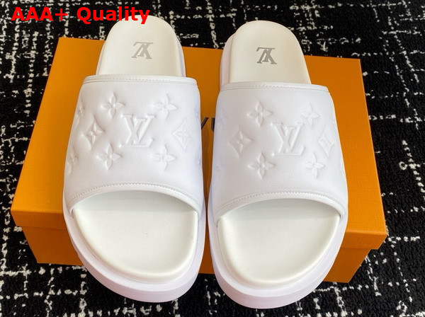 Louis Vuitton Miami Mule in White Monogram Embossed Synthetic Leather 1ADGGH Replica