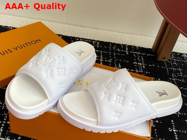 Louis Vuitton Miami Mule in White Monogram Embossed Synthetic Leather 1ADGGH Replica